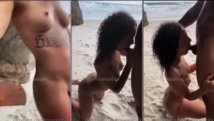 Rosarealbitx arrasando fazendo um boquete no boy e fudendo gostoso na beira da praia