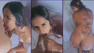 Skarlet fazendo uma performance sensual no chuveiro sem roupa