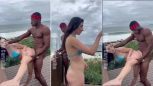 Angel Kwy, a putinha, se jogando com o negão de frente pra praia
