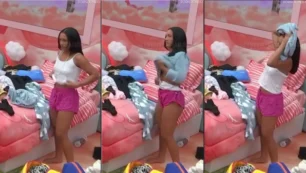 Maxiane Rodrigues ostentando seus encantos no BBB26, mostrando um peitinho