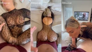 Deliciosa de body de rede se divertindo com um pau bem robusto