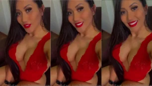 Nadine Borges vestindo uma calcinha vermelha super provocante
